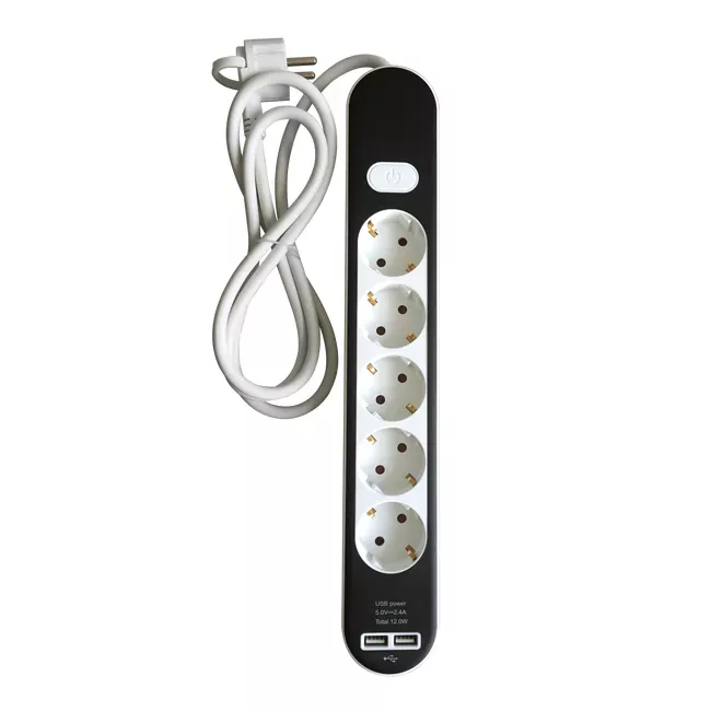 5-Way Extension Lead + 2 USB Ports